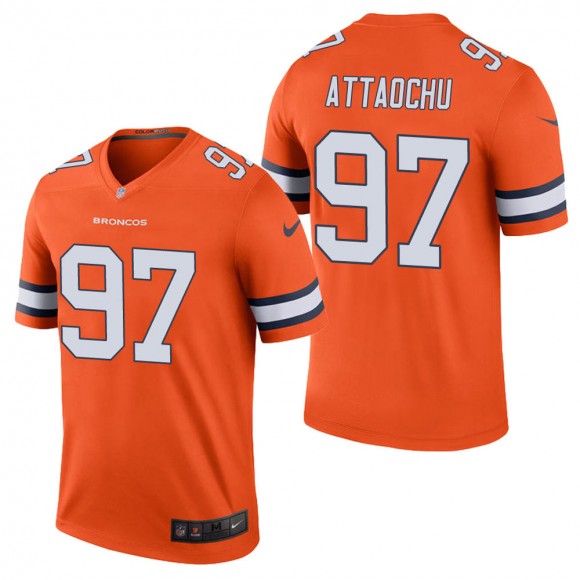 Men's Denver Broncos Jeremiah Attaochu Orange Color Rush Legend Jersey