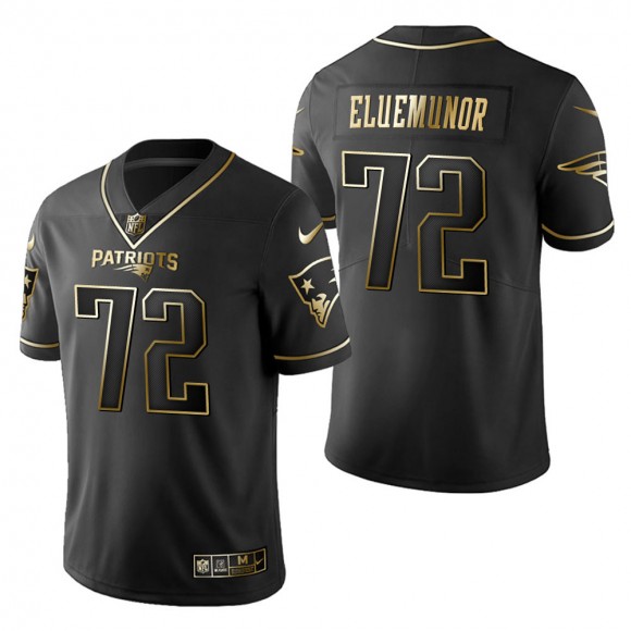 Men's New England Patriots Jermaine Eluemunor Black Golden Edition Jersey