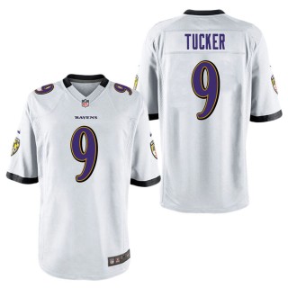Men's Baltimore Ravens Justin Tucker White Game Jersey