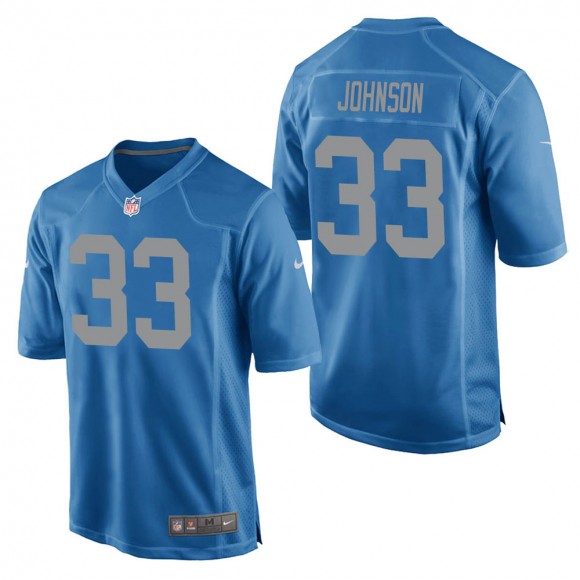 Men's Detroit Lions Kerryon Johnson Blue Throwback Game Jersey