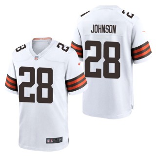 Men's Cleveland Browns Kevin Johnson White Game Jersey