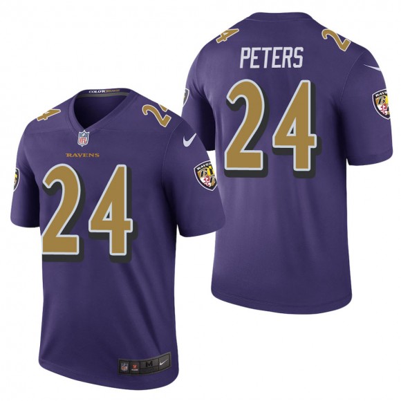 Men's Baltimore Ravens Marcus Peters Purple Color Rush Legend Jersey