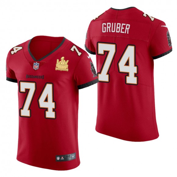 Men's Tampa Bay Buccaneers Paul Gruber Red Super Bowl LV Champions Jersey