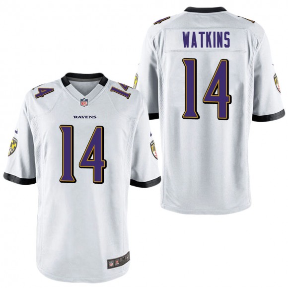 Men's Baltimore Ravens Sammy Watkins White Game Jersey