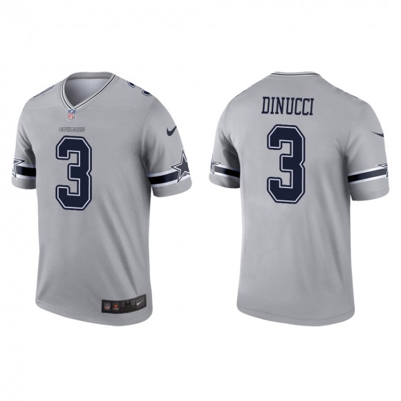 Men's Dallas Cowboys Ben DiNucci #3 Gray Inverted Legend Jersey