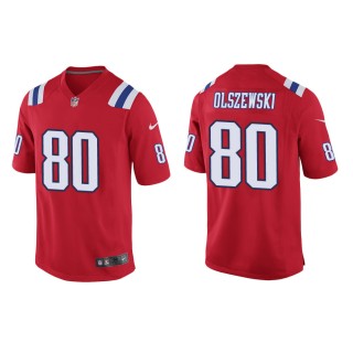 Men's New England Patriots Gunner Olszewski #80 Red Alternate Game Jersey