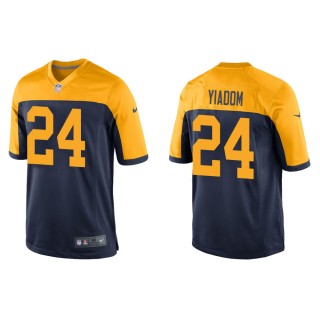 Men's Green Bay Packers Isaac Yiadom #24 Navy Throwback Game Jersey