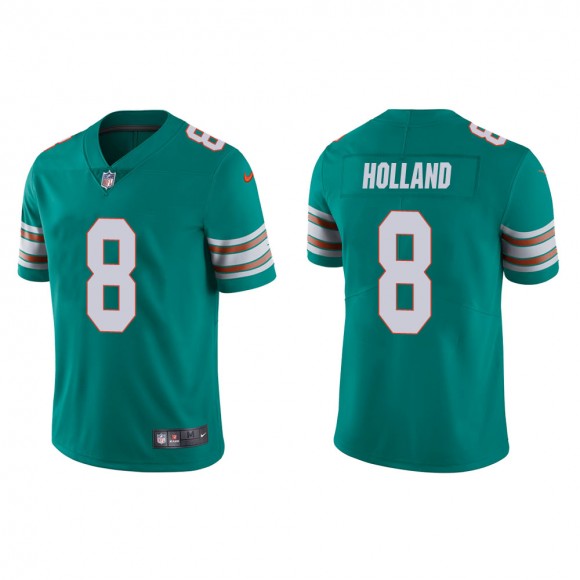 Men's Miami Dolphins Jevon Holland #8 Aqua Alternate Vapor Limited Jersey