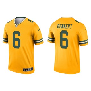 Men's Green Bay Packers Kurt Benkert #6 Gold 2021 Inverted Legend Jersey