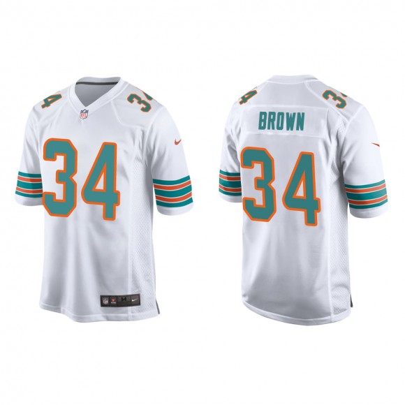 Men's Miami Dolphins Malcolm Brown #34 White 2nd Alternate Game Jersey