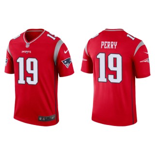Men's New England Patriots Malcolm Perry #19 Red Inverted Legend Jersey