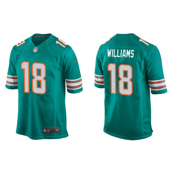 Men's Miami Dolphins Preston Williams #18 Aqua Alternate Game Jersey