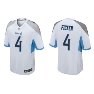 Men's Tennessee Titans Sam Ficken #4 White Game Jersey