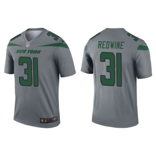 Men's New York Jets Sheldrick Redwine #31 Gray Inverted Legend Jersey