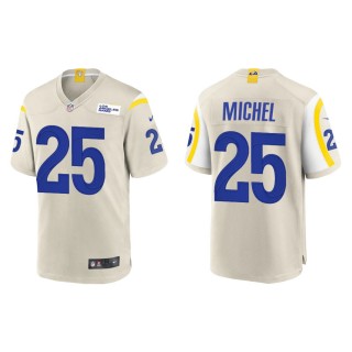Men's Los Angeles Rams Sony Michel #25 Bone Game Jersey