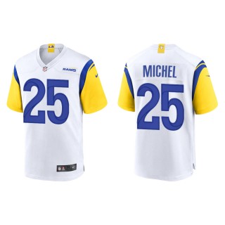 Men's Los Angeles Rams Sony Michel #25 White Alternate Game Jersey