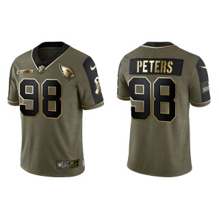 2021 Salute To Service Men's Cardinals Corey Peters Olive Gold Limited Jersey