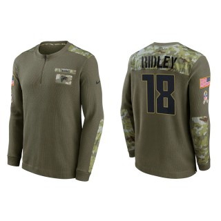 2021 Salute To Service Men's Falcons Calvin Ridley Olive Henley Long Sleeve Thermal Top
