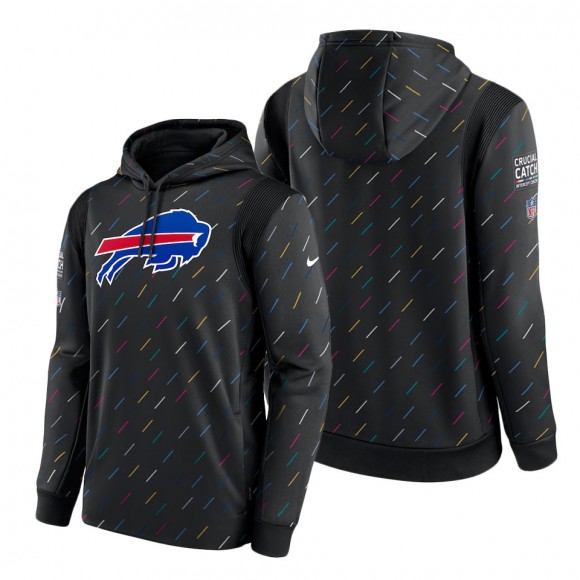 Bills Charcoal 2021 NFL Crucial Catch Therma Pullover Hoodie