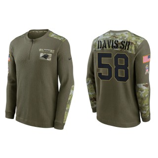 2021 Salute To Service Men's Panthers Thomas Davis Sr Olive Henley Long Sleeve Thermal Top