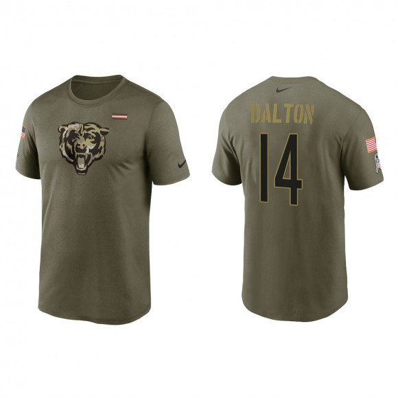 2021 Salute To Service Men's Bears Andy Dalton Olive Legend Performance T-Shirt