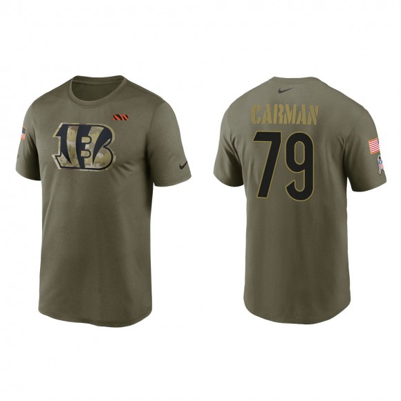 2021 Salute To Service Men's Bengals Jackson Carman Olive Legend Performance T-Shirt
