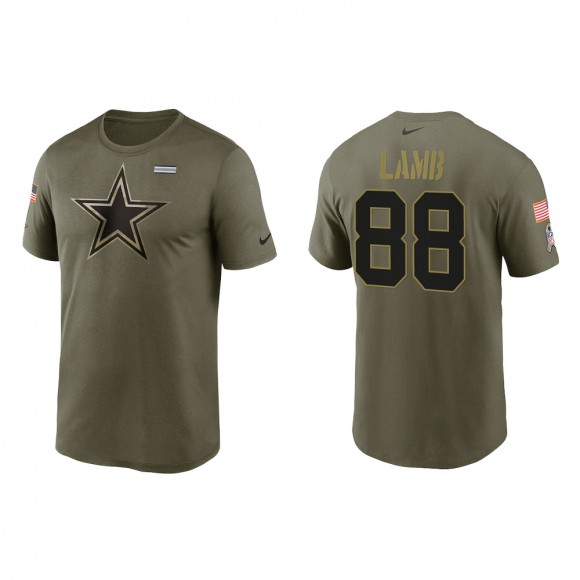 2021 Salute To Service Men's Cowboys CeeDee Lamb Olive Legend Performance T-Shirt