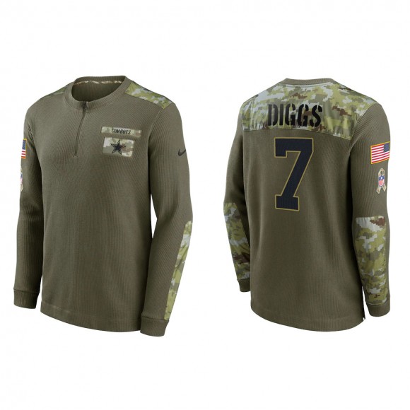 2021 Salute To Service Men's Cowboys Trevon Diggs Olive Henley Long Sleeve Thermal Top