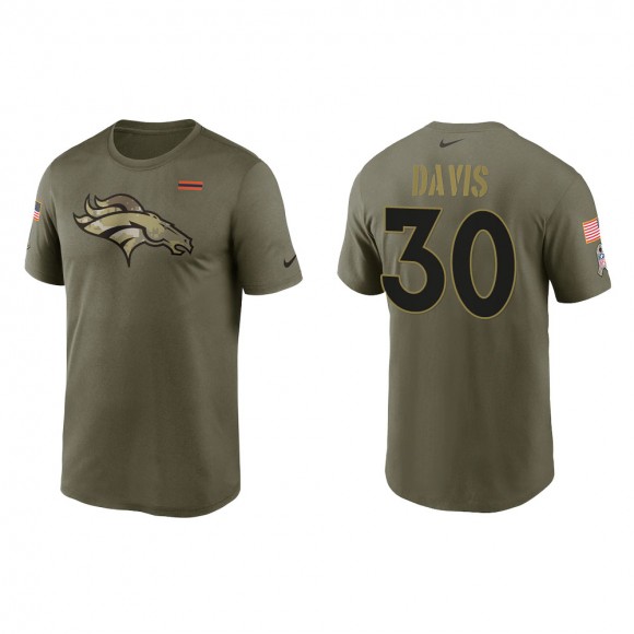 2021 Salute To Service Men's Broncos Terrell Davis Olive Legend Performance T-Shirt