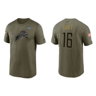 2021 Salute To Service Men's Lions Jared Goff Olive Legend Performance T-Shirt