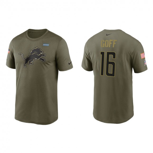 2021 Salute To Service Men's Lions Jared Goff Olive Legend Performance T-Shirt