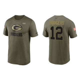 2021 Salute To Service Men's Packers Aaron Rodgers Olive Legend Performance T-Shirt