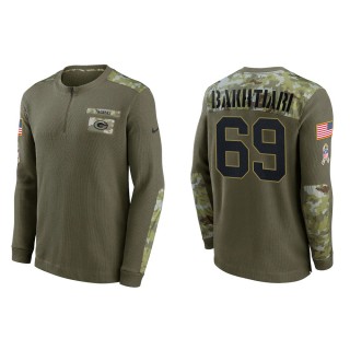 2021 Salute To Service Men's Packers David Bakhtiari Olive Henley Long Sleeve Thermal Top