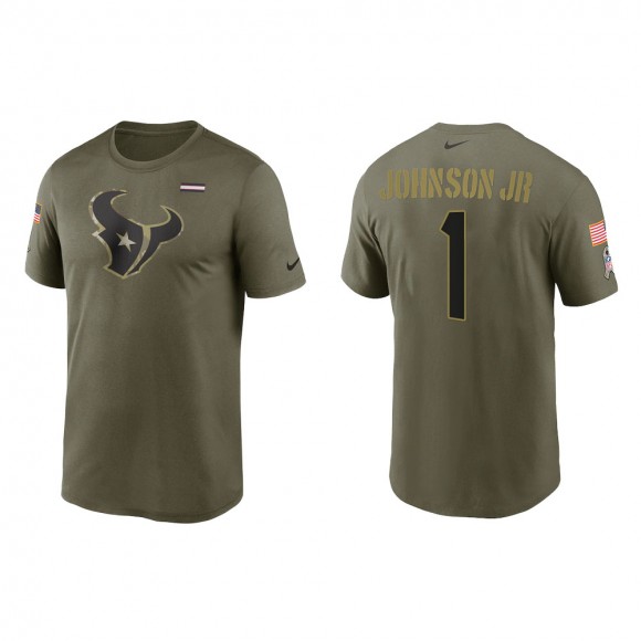2021 Salute To Service Men's Texans Lonnie Johnson Jr. Olive Legend Performance T-Shirt