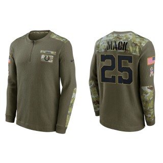 2021 Salute To Service Men's Colts Marlon Mack Olive Henley Long Sleeve Thermal Top