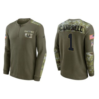 2021 Salute To Service Men's Colts Parris Campbell Olive Henley Long Sleeve Thermal Top