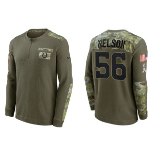 2021 Salute To Service Men's Colts Quenton Nelson Olive Henley Long Sleeve Thermal Top
