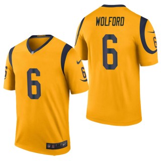 Men's Los Angeles Rams John Wolford Gold Color Rush Legend Jersey