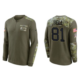 2021 Salute To Service Men's Chiefs Blake Bell Olive Henley Long Sleeve Thermal Top