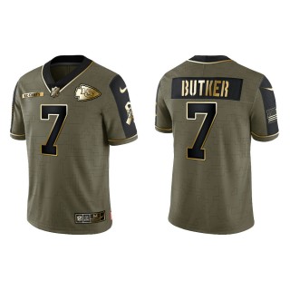 2021 Salute To Service Men's Chiefs Harrison Butker Olive Gold Limited Jersey
