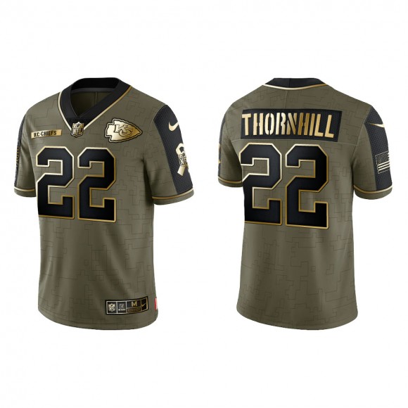 2021 Salute To Service Men's Chiefs Juan Thornhill Olive Gold Limited Jersey