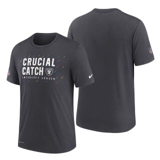 Raiders Charcoal 2021 NFL Crucial Catch Performance T-Shirt
