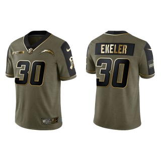 2021 Salute To Service Men's Chargers Austin Ekeler Olive Gold Limited Jersey