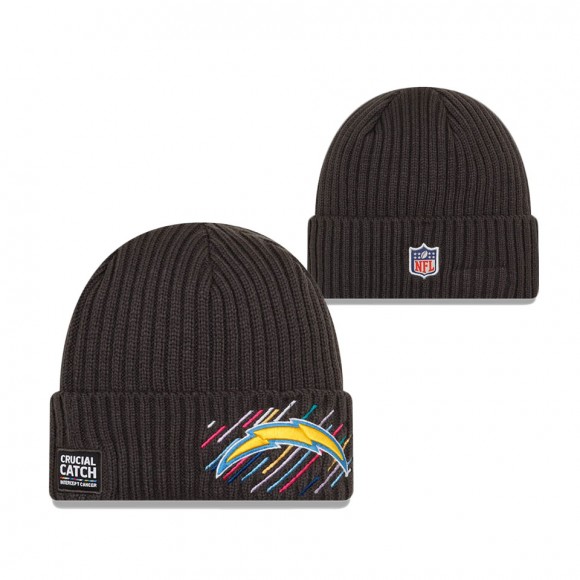 Chargers Charcoal 2021 NFL Crucial Catch Knit Hat