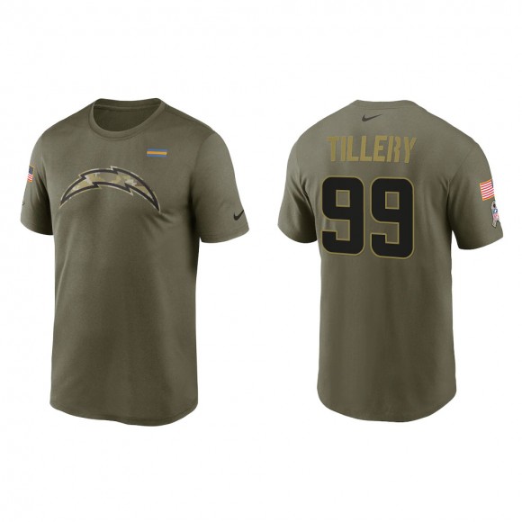 2021 Salute To Service Men's Chargers Jerry Tillery Olive Legend Performance T-Shirt