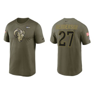2021 Salute To Service Men's Rams Darrell Henderson Olive Legend Performance T-Shirt