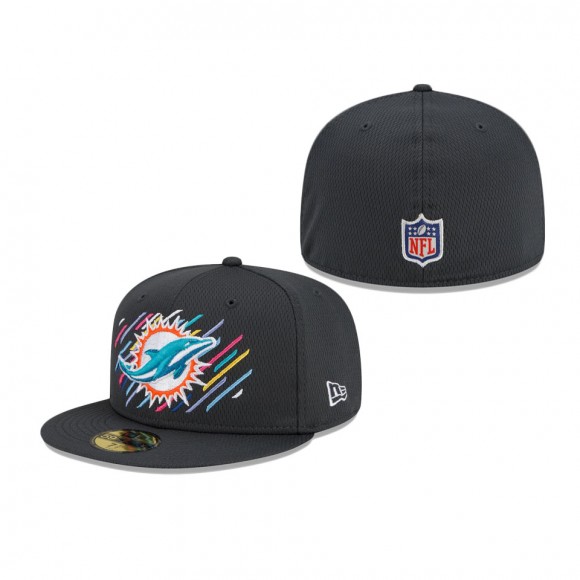 Dolphins Charcoal 2021 NFL Crucial Catch 59FIFTY Fitted Hat
