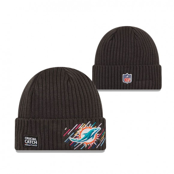 Dolphins Charcoal 2021 NFL Crucial Catch Knit Hat