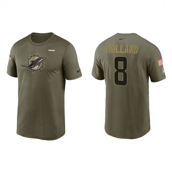 2021 Salute To Service Men's Dolphins Jevon Holland Olive Legend Performance T-Shirt