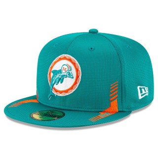Miami Dolphins Aqua 2021 NFL Sideline Home Historic Logo 59FIFTY Hat